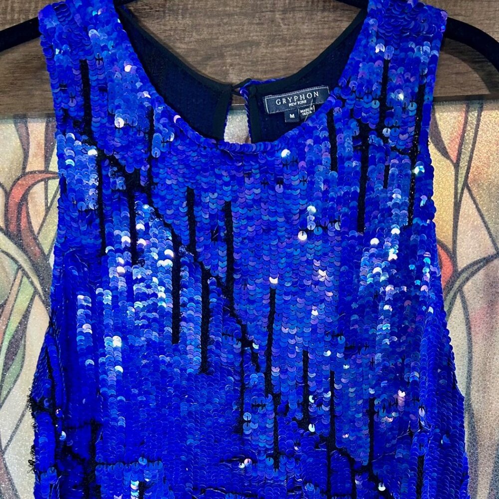 Gryphon Seqin Blue/Black Sexy Sleeveless Top - M